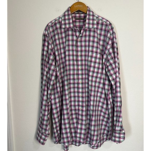 Peter Millar Long Sleeve Sport Shirt Pink Green Blue Size XL Extra Large - Picture 6 of 7